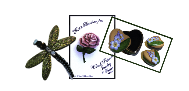Creating w/ Leather featured image with dragon fly, rose and Forget-Not box